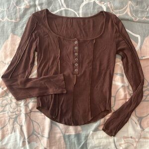 Brown square neck long sleeve
